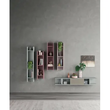 Pensili sospesi in laccato opaco multicolore rosa/azzurro di Orme
