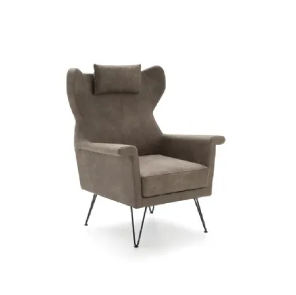 Poltrona Shabby in tessuto con piedi in metallo di Confort Line