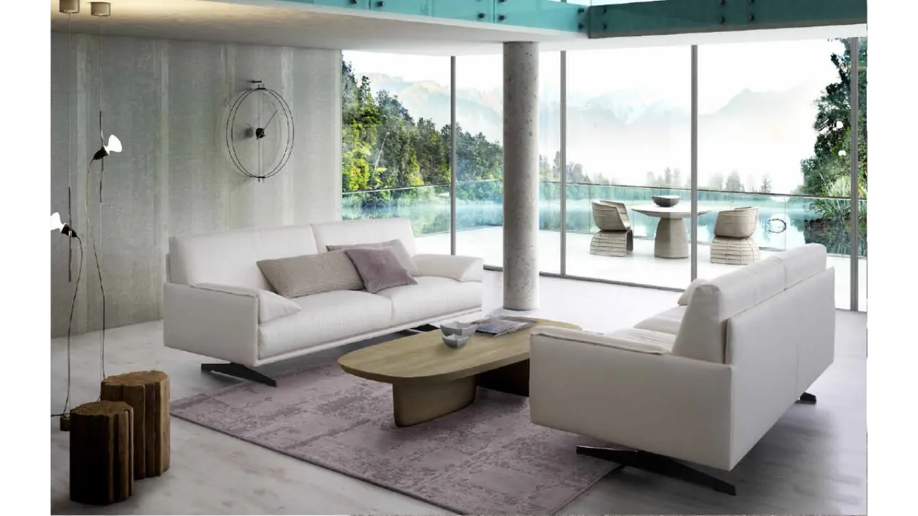 Divano lineare Loft rivestito in tessuto di Confort Line