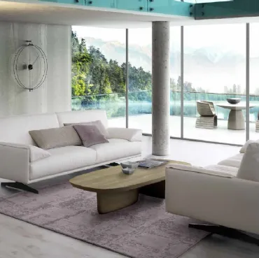 Divano lineare Loft rivestito in tessuto di Confort Line