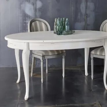 Tavolo ovale allungabile Art 604 Shabby Chic in legno di Fratelli Mirandola