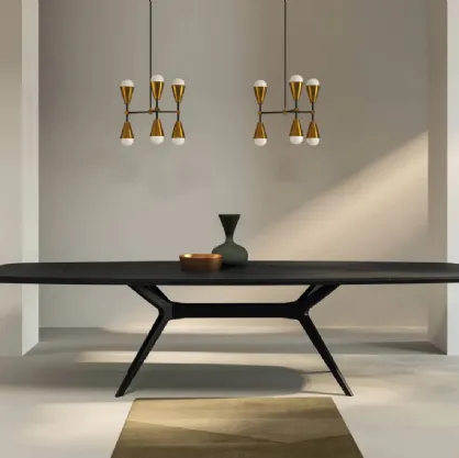 Tavolo a botte Glamour in legno sagomato di rovere di Fratelli Mirandola