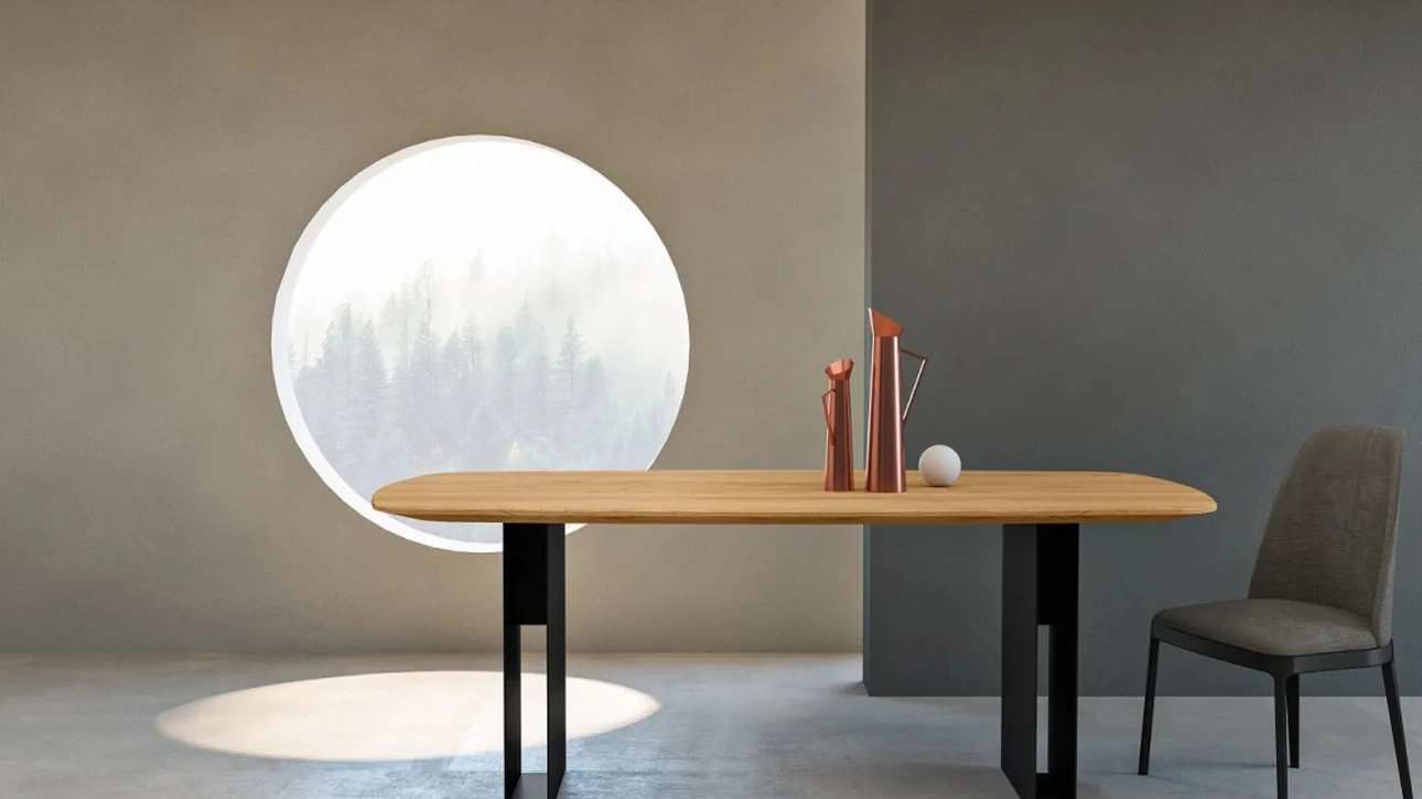 Tavolo a botte Iron con piano in rovere di Fratelli Mirandola