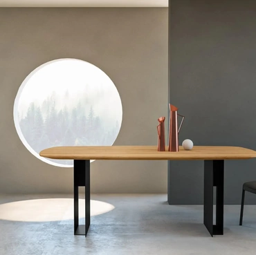 Tavolo a botte Iron con piano in rovere di Fratelli Mirandola