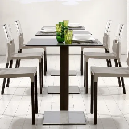 Tavolo quadrato con base in acciaio inox satinato Natural Tiffany di Scab Design