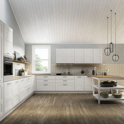 Cucina Classica angolare con penisola Canova comp 03 in laccato Bianco di Lyons Cucine