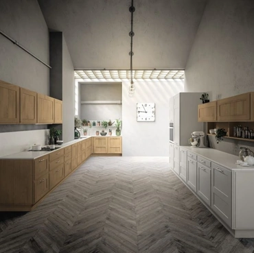 Cucina Classica Canova comp 06 in Frassino Miele e laccato Cenere di Lyons Cucine