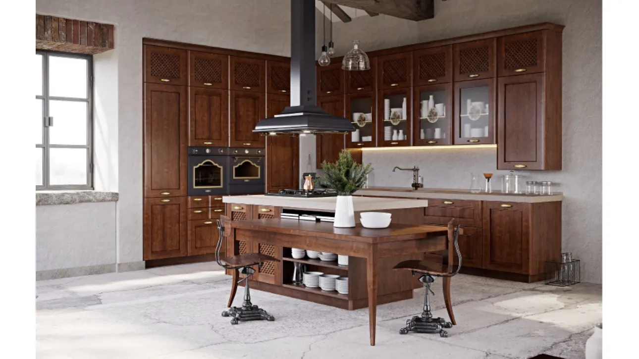 Cucina classica con isola Dacia in legno di Di Iorio