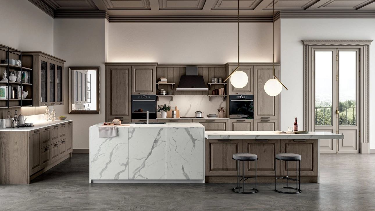Cucina Classica in frassino laccato con isola Romantica 01 di Gentili Cucine