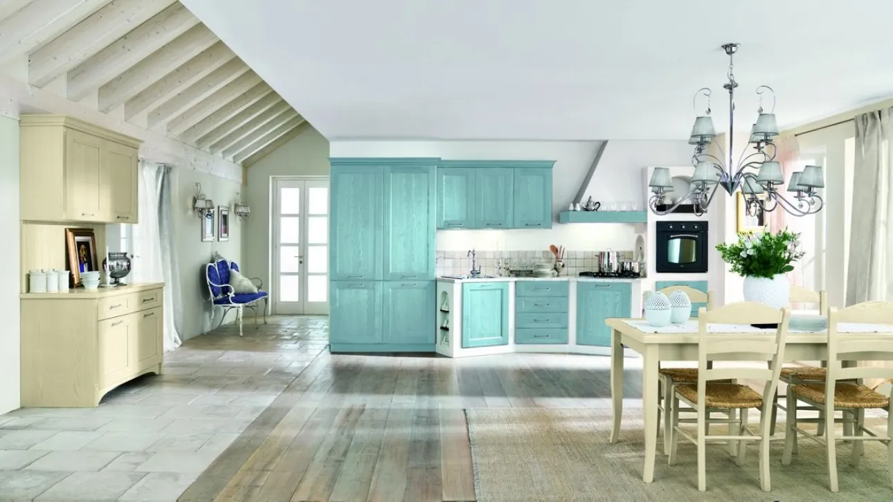 Cucina Classica Martina comp 05 in Azzurro ed Avorio poro aperto di Lyons Cucine
