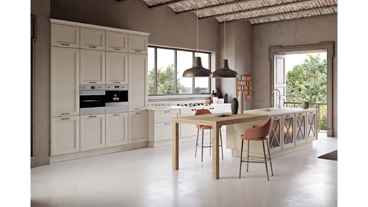 Cucina Classica Palco con isola composizione 03 in legno di Frassino di Di Iorio