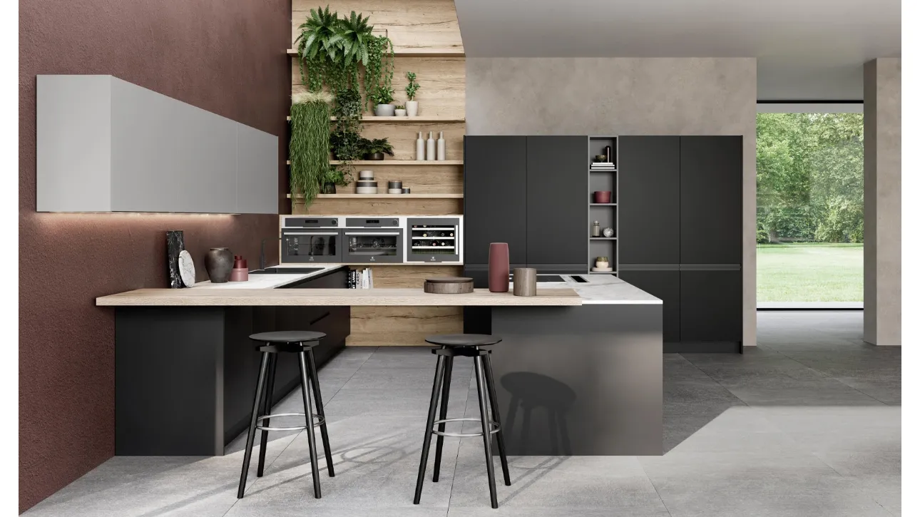 Cucina Design con penisola Cloè Ardesia di Zecchinon Cucine