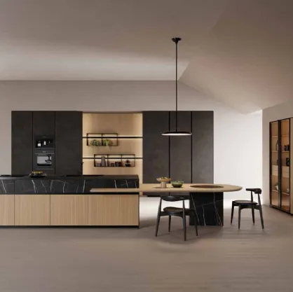 Cucina Design in rovere plissè con piano in Hpl Kate Rovere di Zecchinon Cucine