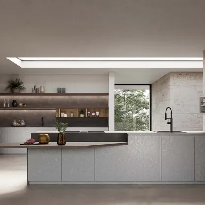 Cucina Design con anta in alluminio laccato Roccia e piano in Dekton T80 Roccia di Zecchinon Cucine