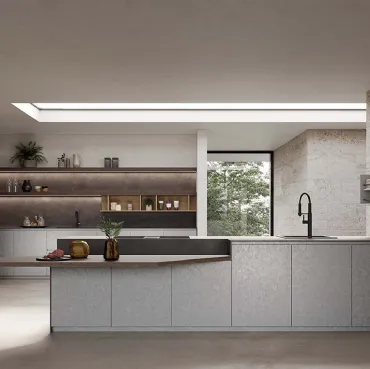 Cucina Design con anta in alluminio laccato Roccia e piano in Dekton T80 Roccia di Zecchinon Cucine