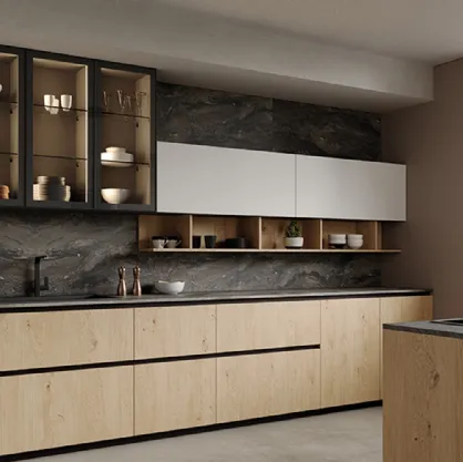 Cucina Design in legno con top in HPL Tiffany Rovere di Zecchinon Cucine