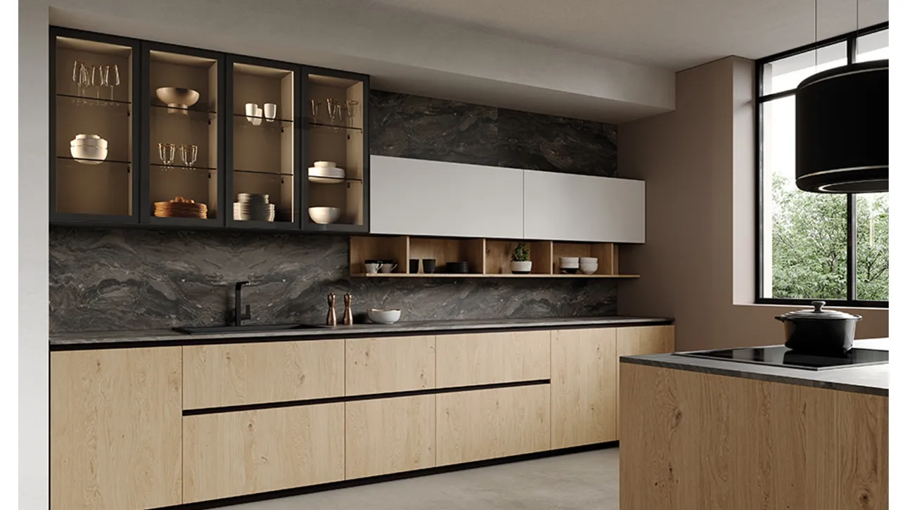 Cucina Design in legno con top in HPL Tiffany Rovere di Zecchinon Cucine