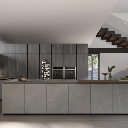 Cucina Design con isola T70 02 in laminato finitura pietra piasentina di Zecchinon Cucine