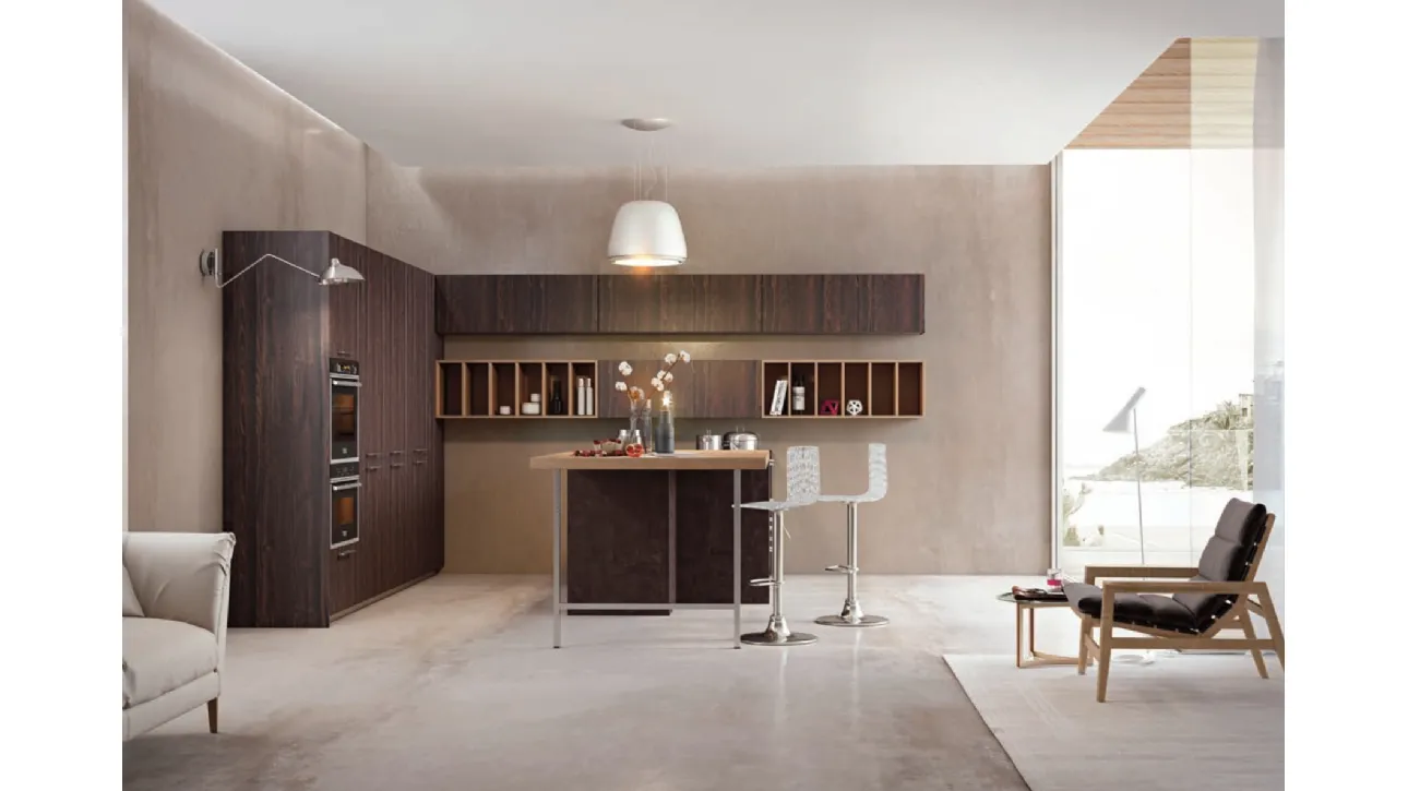 Cucina Moderna con penisola Brezza composizione 12 in polimerico di Di Iorio