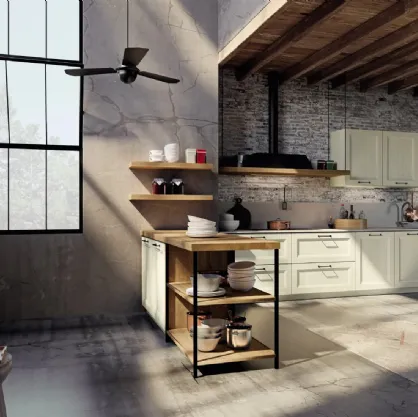 Cucina Moderna lineare Charme in legno di abete spazzolato con anta a telaio di Fratelli Mirandola