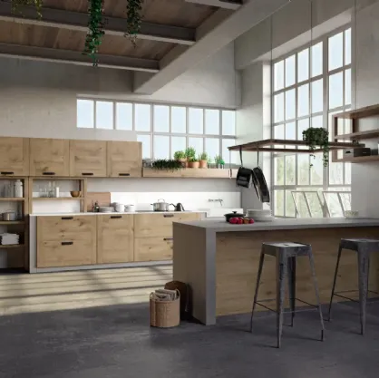 Cucina Moderna lineare Convivium 01 in legno di rovere di Fratelli Mirandola