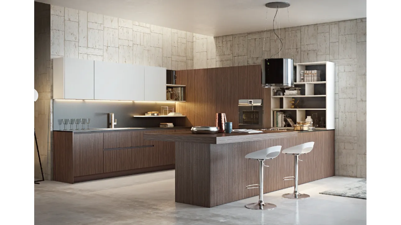 Cucina Moderna con penisola Cuka composizione 05 di Di Iorio