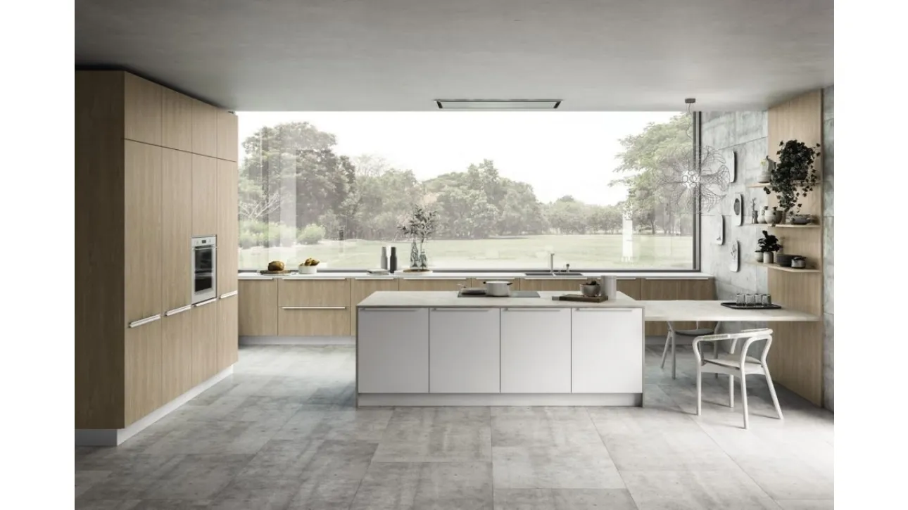 Cucina Moderna con penisola Energy comp 11 in Rovere Nordico di Lyons Cucine