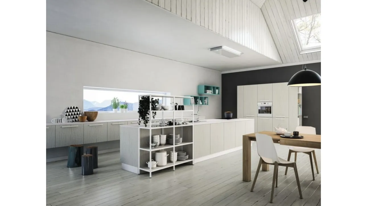 Cucina Moderna con isola Energy comp 12 in Rockwood Gesso di Lyons Cucine