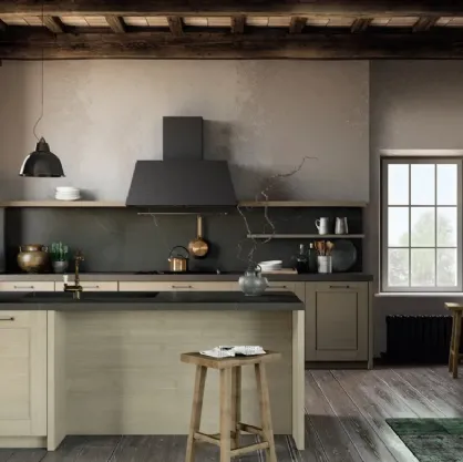 Cucina Moderna con isola Cottage in legno di abete spazzolato di Fratelli Mirandola