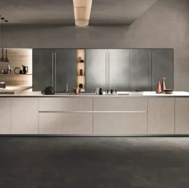 Cucina con isola e penisola Time 03 in laminato HPL di Gentili Cucine