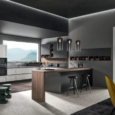 Cucina Moderna con penisola Time 12 in melaminico di Gentili Cucine