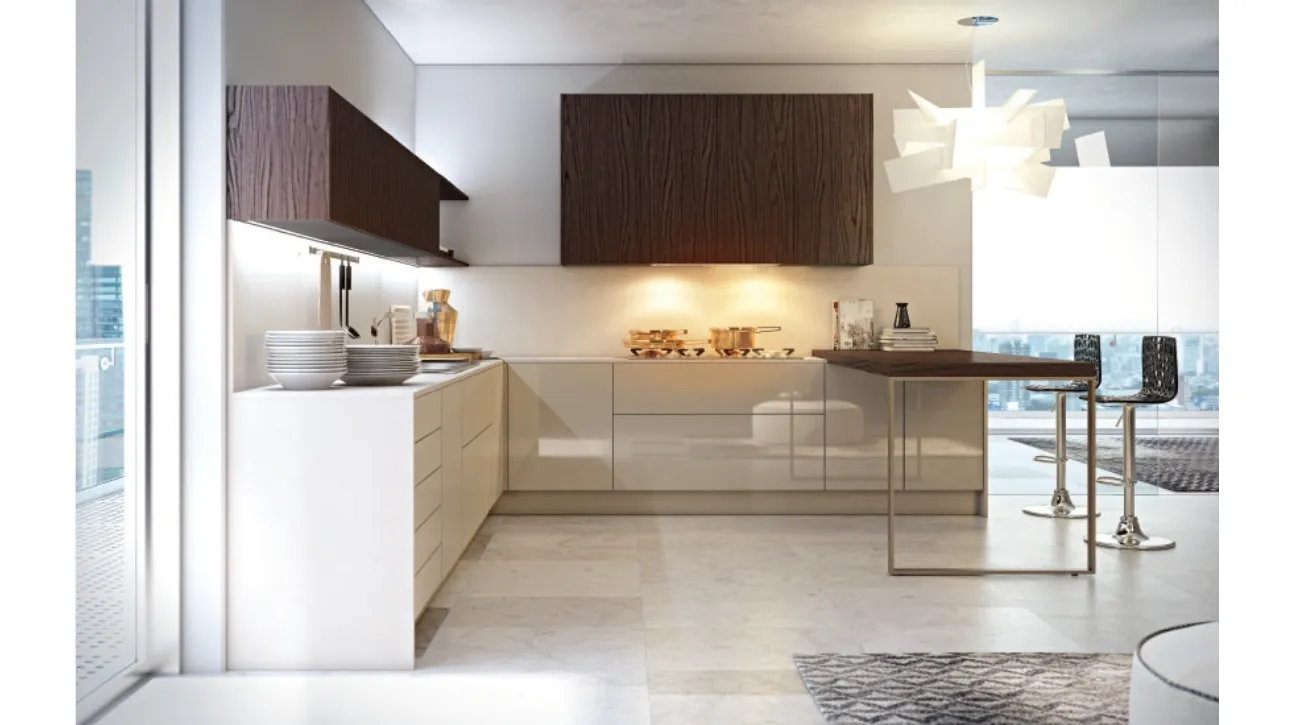 Cucina Moderna con penisola Gliss composizione 02 in laminato e melaminico di Di Iorio