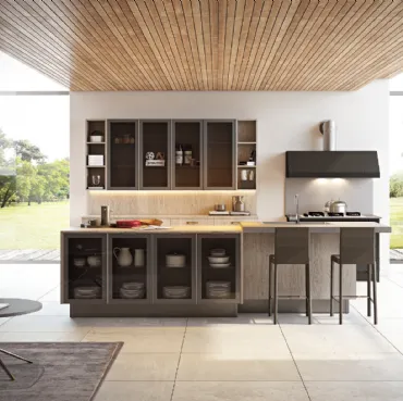 Cucina Moderna con isola Gliss composizione 07 in melaminico di Di Iorio