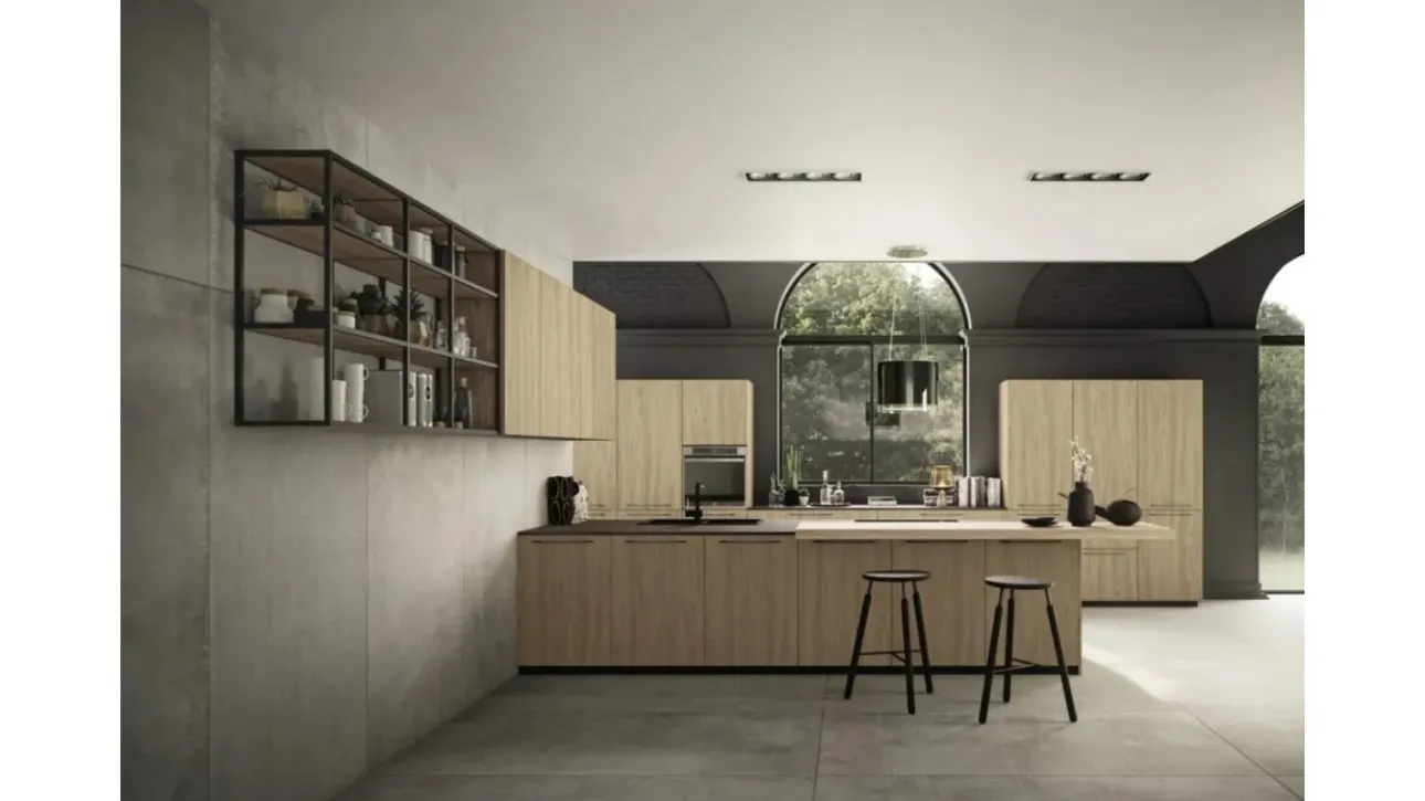 Cucina Moderna con penisola Energy comp 10 in Noce Caldo di Lyons Cucine