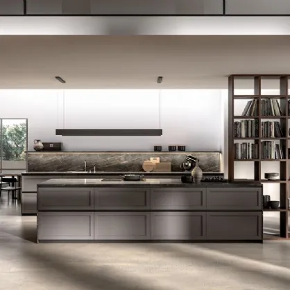 Cucina Moderna con isola Kira e Sigma comp 04 in Grigio Grafite di Lyons Cucine