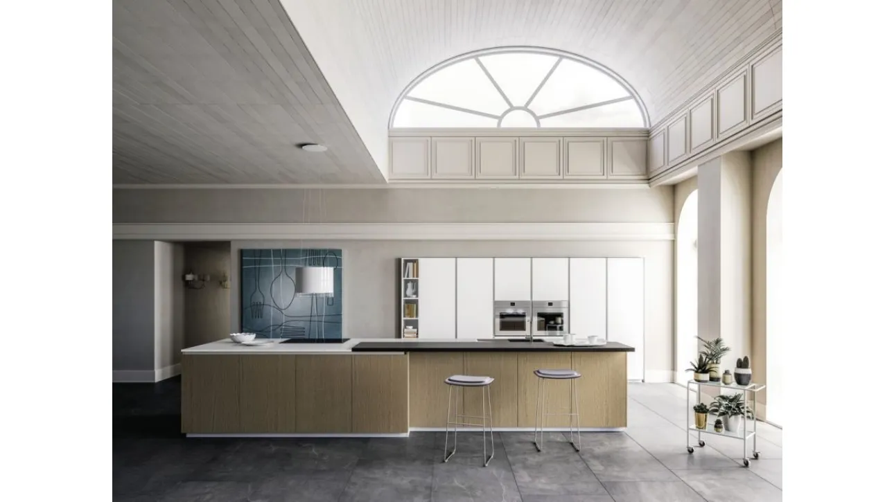 Cucina Moderna Urban comp 01 in Legno Rovere Canapa di Lyons Cucine