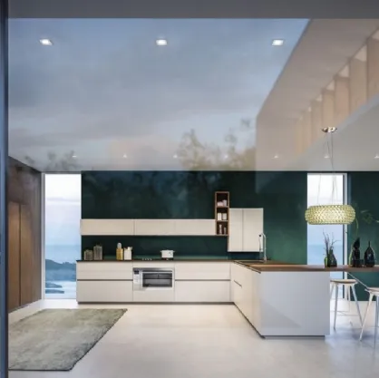 Cucina Moderna Urban comp 03 in laccato Bianco Riso Sky di Lyons Cucine