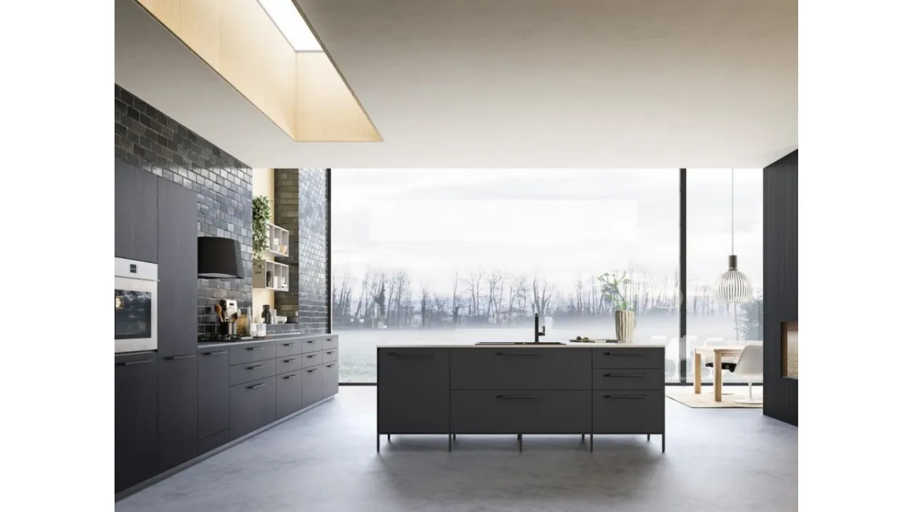 Cucina Moderna Urban comp 05 in Fenix Nero di Lyons Cucine