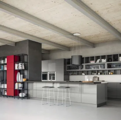 Cucina Moderna Urban comp 06 in laccato lucido Piombo Vesta di Lyons Cucine