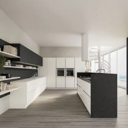 Cucina Moderna Urban comp 08 in laccato Bianco Riso Sky di Lyons Cucine