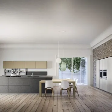 Cucina Moderna Urban comp 09 in laminato bordo Unicolor Cemento di Lyons Cucine