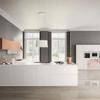 Cucina Moderna Urban comp 11 con ante basi in Vetro Bianco satinato di Lyons Cucine