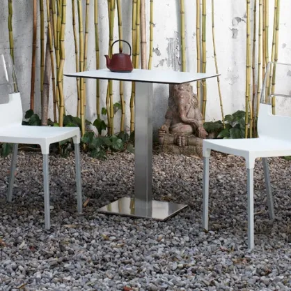 Tavolino in acciaio inox Tiffany colonna quadrata di Scab Design