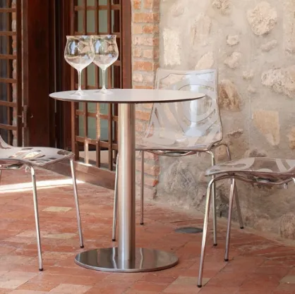 Tavolino rotondo con base in acciaio Tiffany colonna tonda di Scab Design
