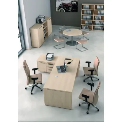 Scrivania direzionale in melaminico rovere gessato e laccato antracite Alfa Plus di Walco