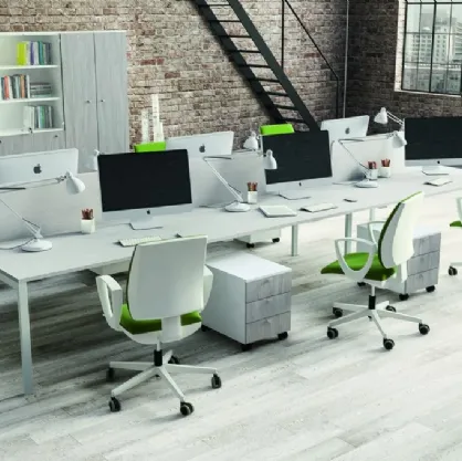 Scrivania operativa in melaminico frassino grigio Basic di Walco