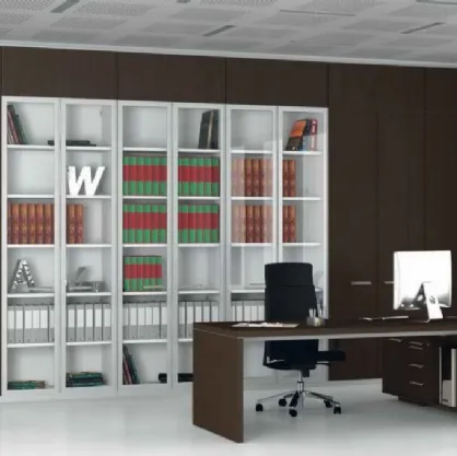 Libreria da ufficio in laccato bianco opaco Logica di Walco