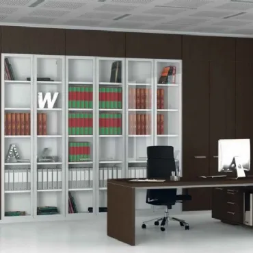 Libreria da ufficio in laccato bianco opaco Logica di Walco
