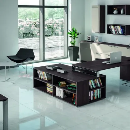 Scrivania direzionale con libreria in melaminico Omega di Walco