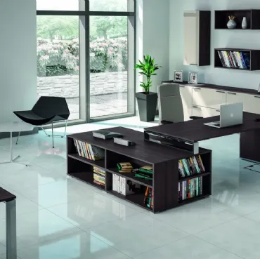 Scrivania direzionale con libreria in melaminico Omega di Walco